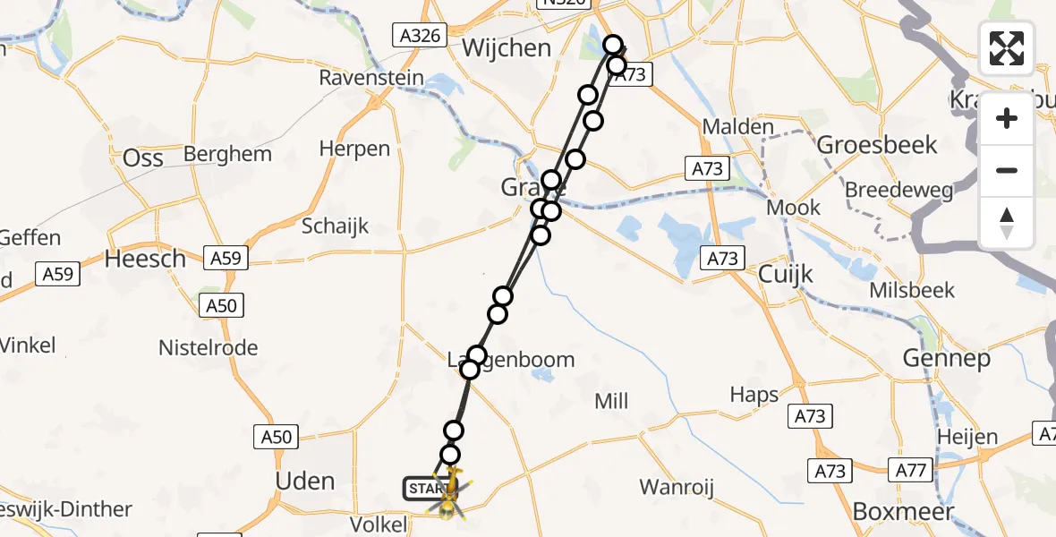 Vluchtroute Traumahelikopter Vliegbasis Volkel - Vliegbasis Volkel, 05 oktober 2022, 07:03