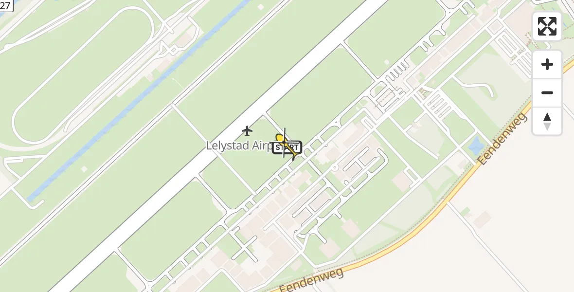 Vluchtroute Traumahelikopter van Lelystad Airport naar Lelystad Airport