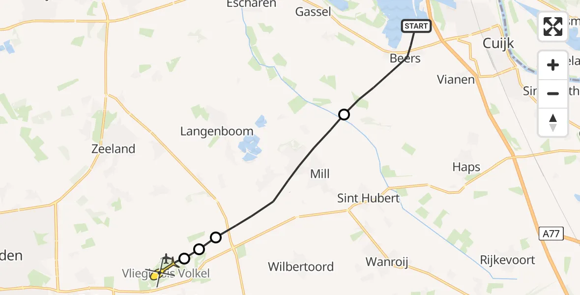 Routekaart van de vlucht: Lifeliner 3 naar Vliegbasis Volkel