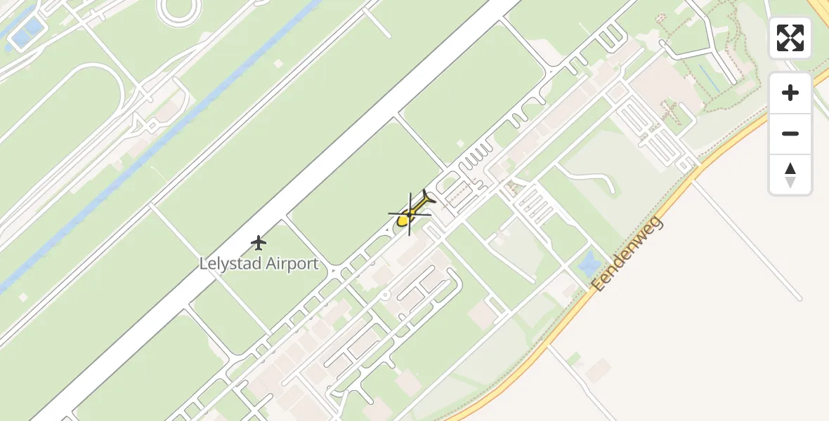 Vluchtroute Traumahelikopter van Lelystad Airport naar Lelystad Airport