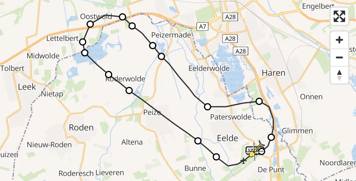 Routekaart van de vlucht: Lifeliner 4 naar Groningen Airport Eelde