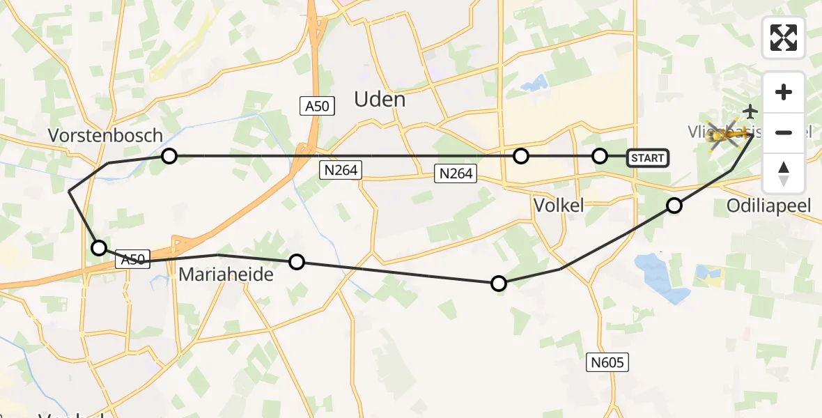 Vluchtroute Traumahelikopter Vliegbasis Volkel - Vliegbasis Volkel, 05 oktober 2022, 17:06