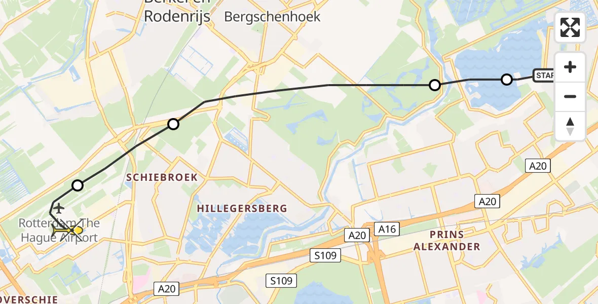 Routekaart van de vlucht: Lifeliner 2 naar Rotterdam The Hague Airport