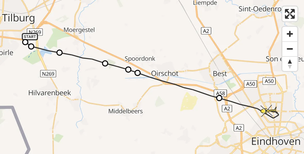 Routekaart van de vlucht: Lifeliner 2 naar Eindhoven