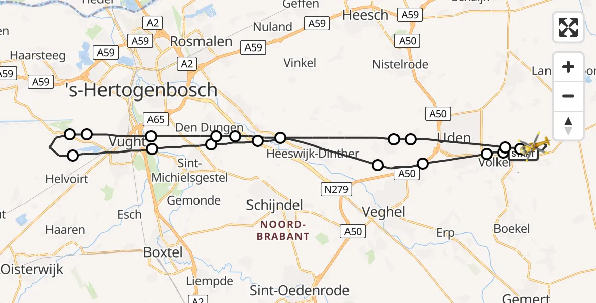 Vluchtroute Traumahelikopter Vliegbasis Volkel - Vliegbasis Volkel, 06 oktober 2022, 05:11