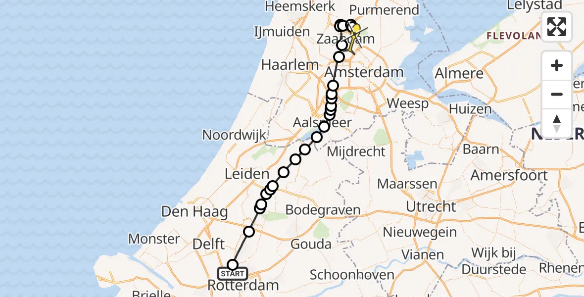 Routekaart van de vlucht: Lifeliner 2 naar Oostzaan