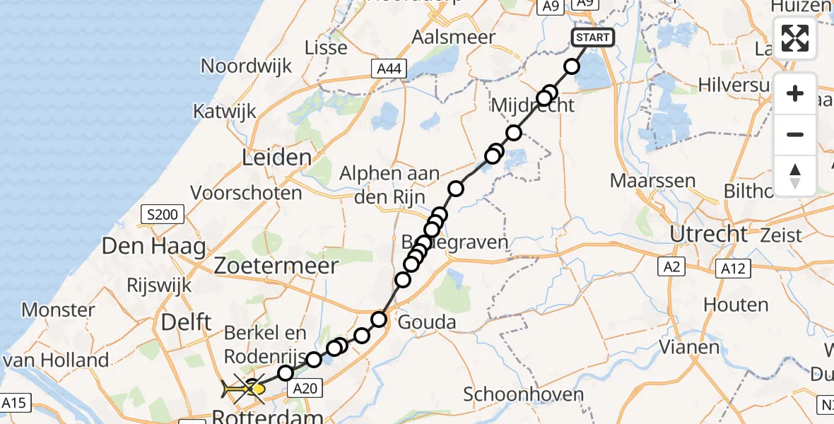 Routekaart van de vlucht: Lifeliner 2 naar Rotterdam The Hague Airport