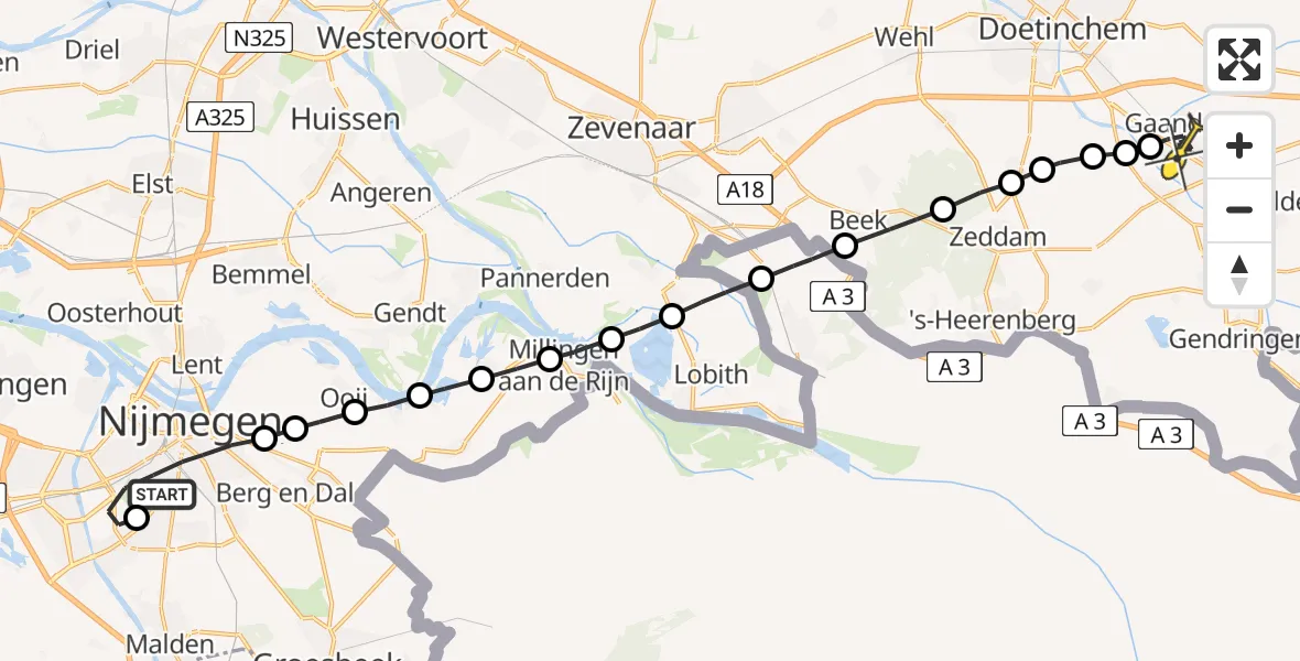 Routekaart van de vlucht: Lifeliner 3 naar Gaanderen