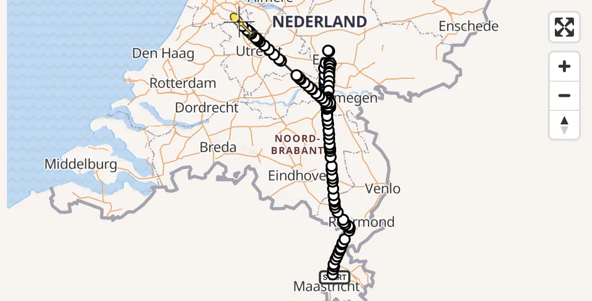 Routekaart van de vlucht: Politiehelikopter naar Vinkeveen