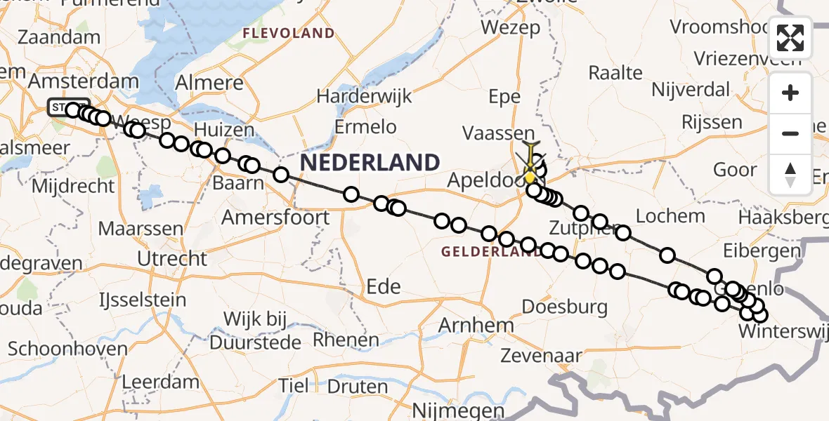 Routekaart van de vlucht: Lifeliner 1 naar Vliegveld Teuge