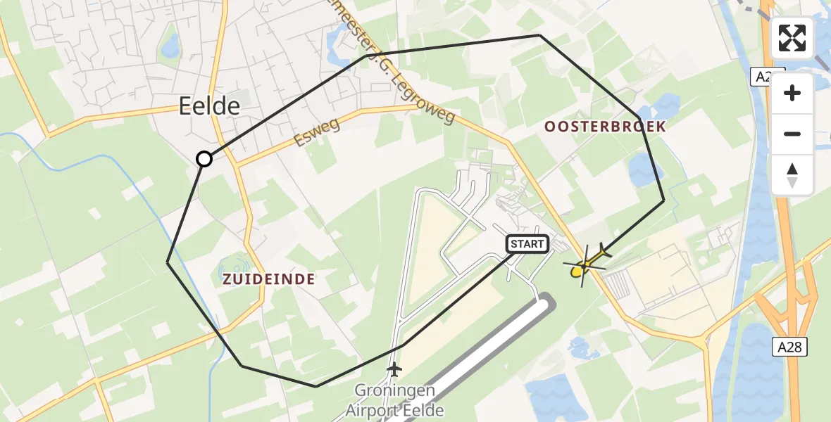 Routekaart van de vlucht: Lifeliner 4 naar Groningen Airport Eelde