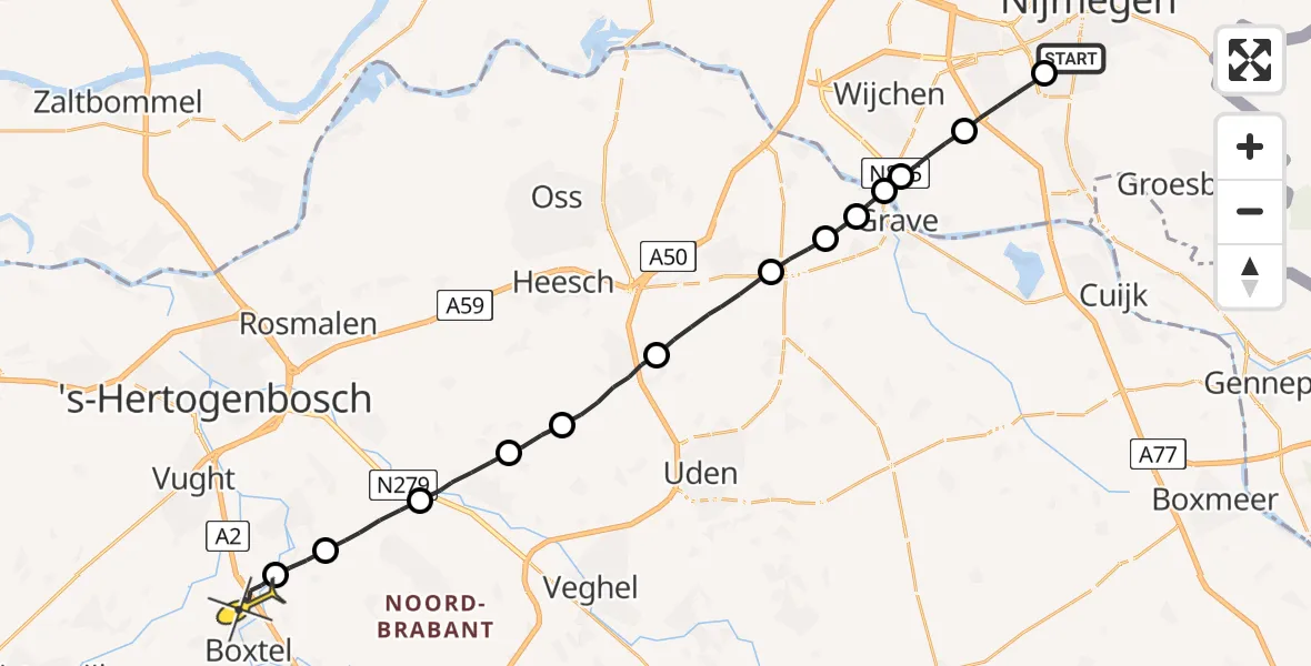 Routekaart van de vlucht: Lifeliner 3 naar Boxtel