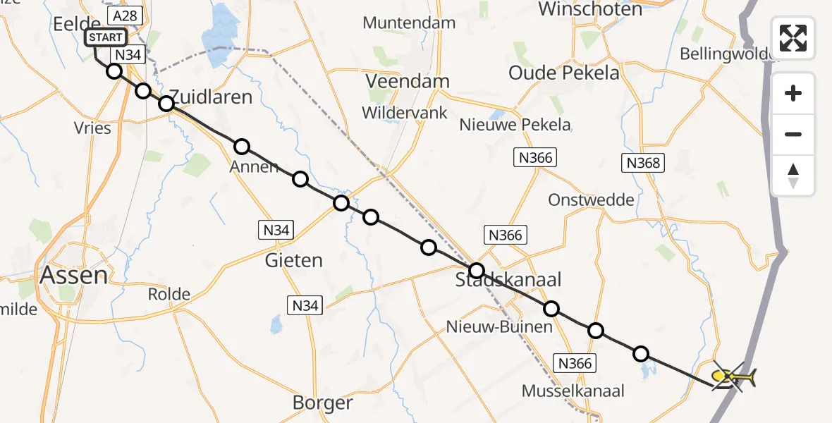 Routekaart van de vlucht: Lifeliner 4 naar Sellingen