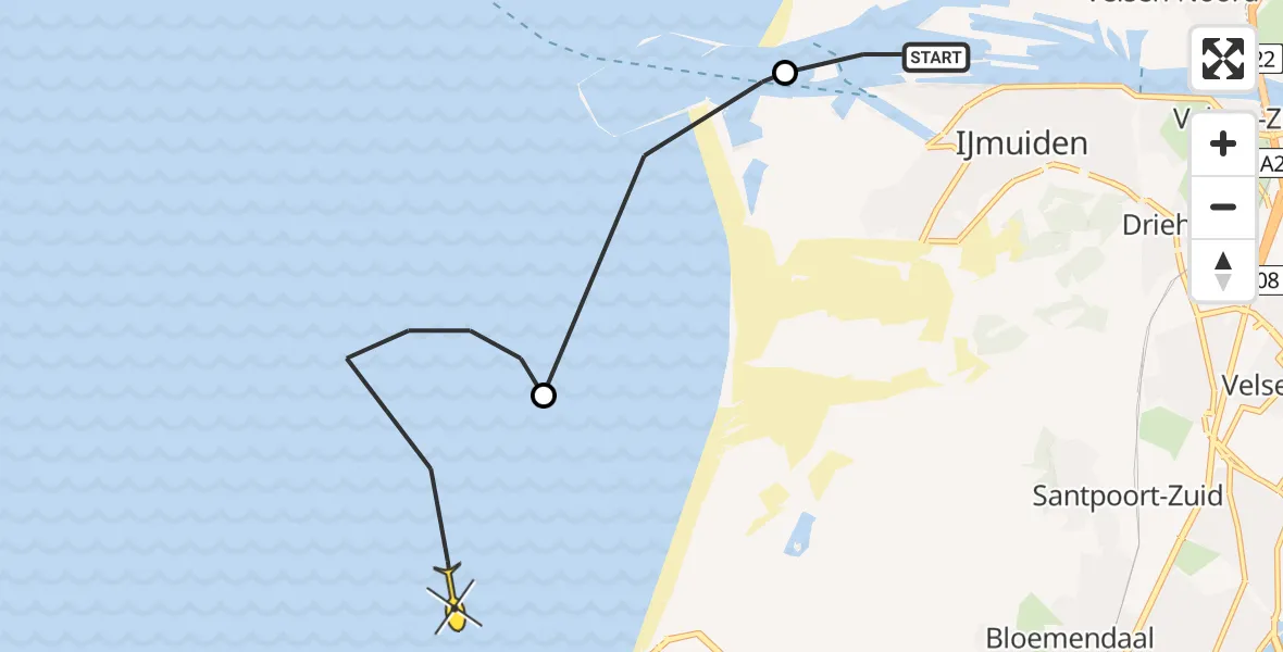 Routekaart van de vlucht: Politieheli naar 