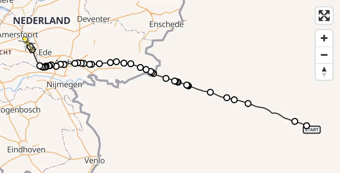 Routekaart van de vlucht: Politiehelikopter naar Scherpenzeel