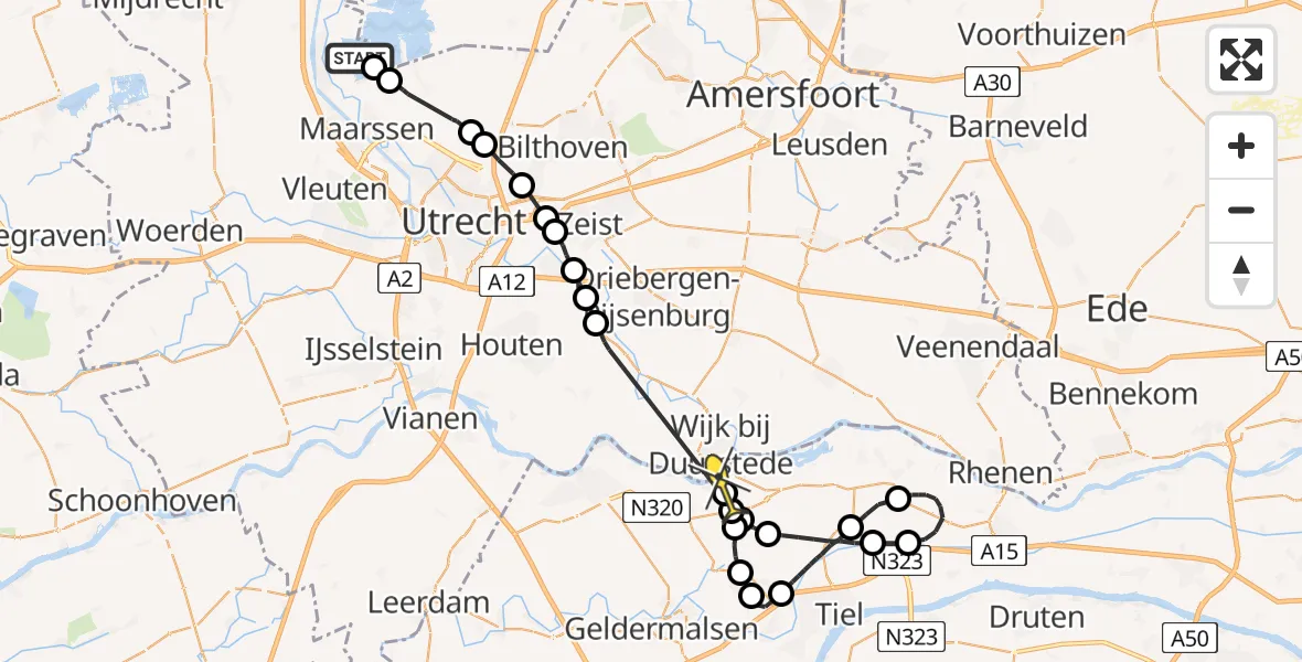 Routekaart van de vlucht: Politieheli naar Rijswijk (GLD)