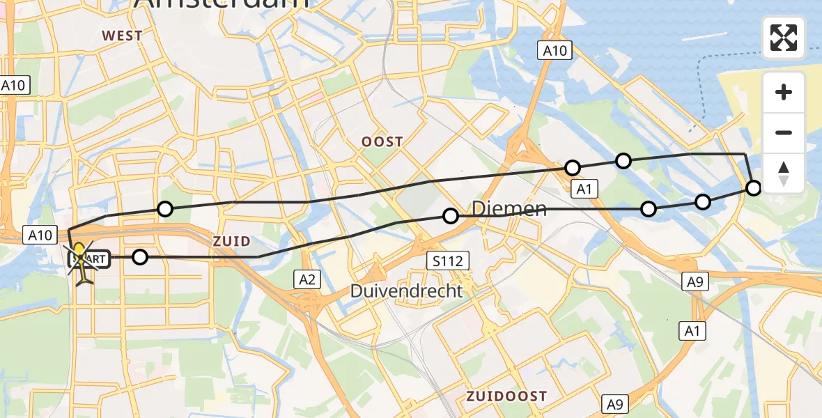 Routekaart van de vlucht: Lifeliner 1 naar VU Medisch Centrum Amsterdam