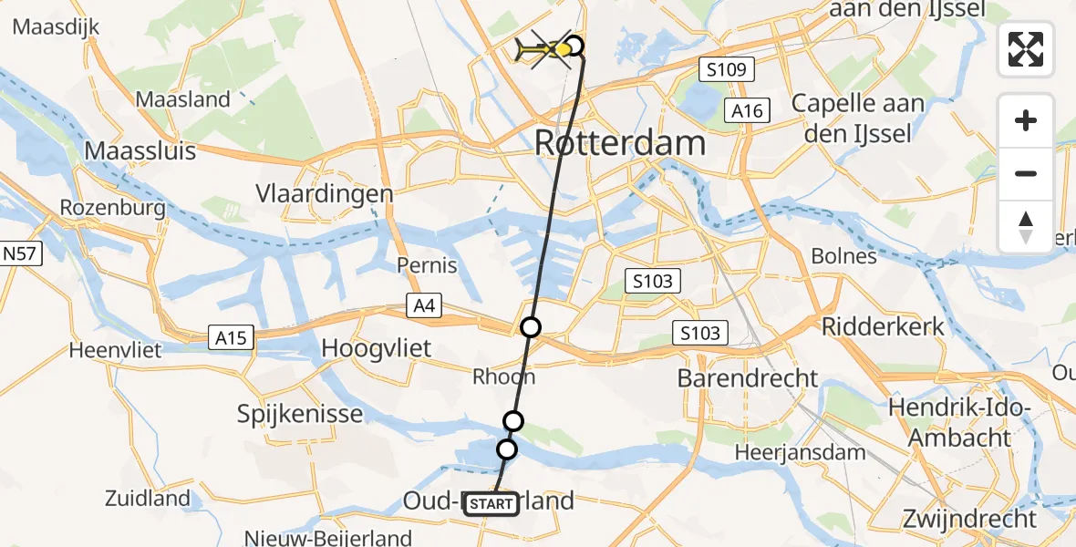 Routekaart van de vlucht: Lifeliner 2 naar Rotterdam The Hague Airport