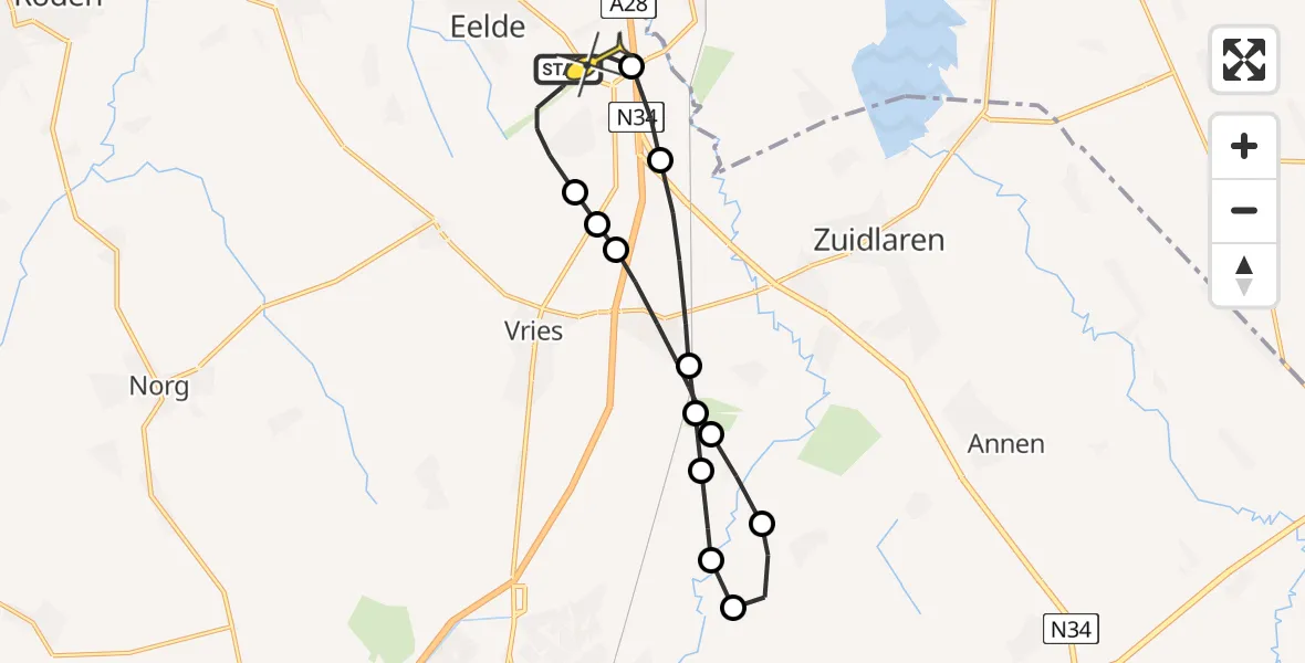 Routekaart van de vlucht: Lifeliner 4 naar Groningen Airport Eelde