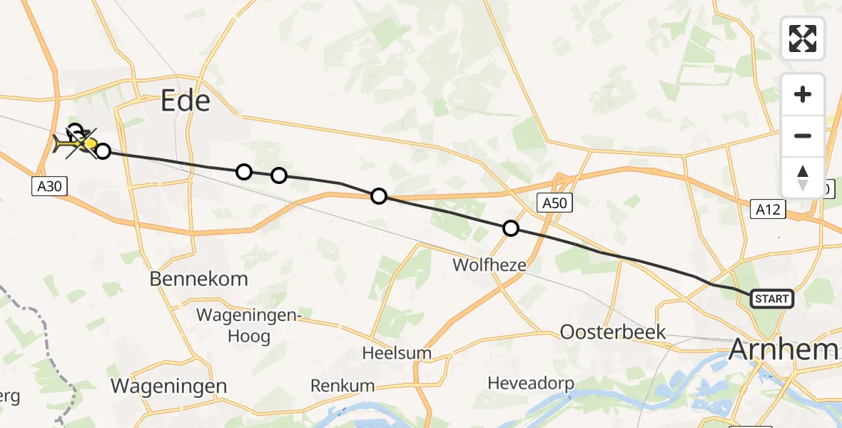 Routekaart van de vlucht: Lifeliner 3 naar Lukkien Heliport