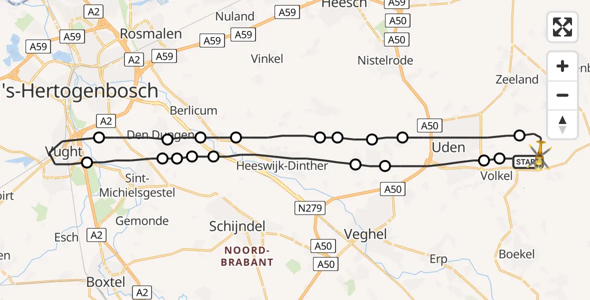 Vluchtroute Traumahelikopter Vliegbasis Volkel - Vliegbasis Volkel, 07 oktober 2022, 12:55