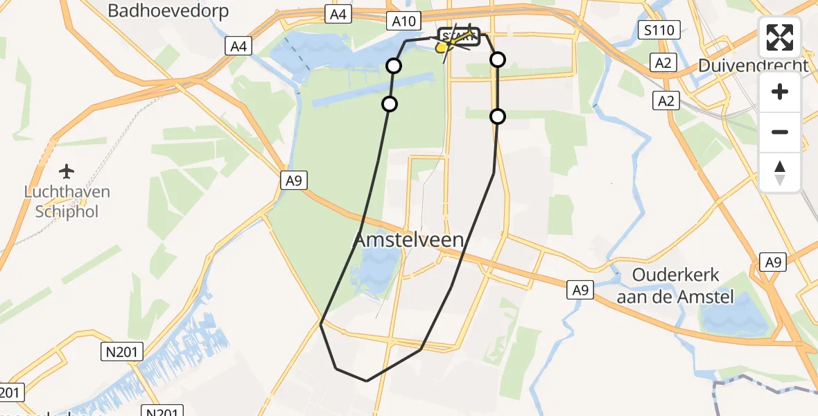 Routekaart van de vlucht: Lifeliner 1 naar VU Medisch Centrum Amsterdam