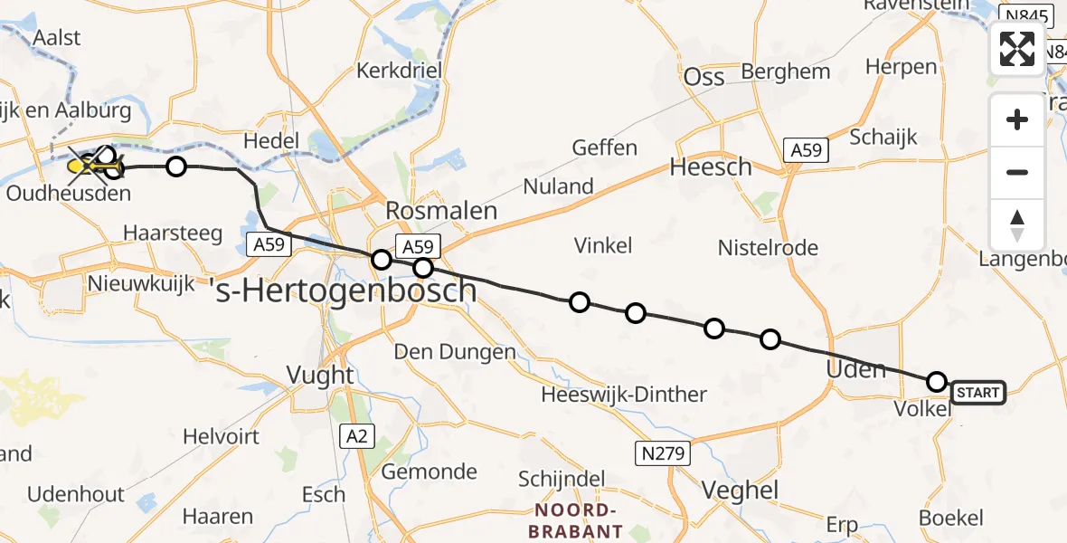 Routekaart van de vlucht: Lifeliner 3 naar Herpt