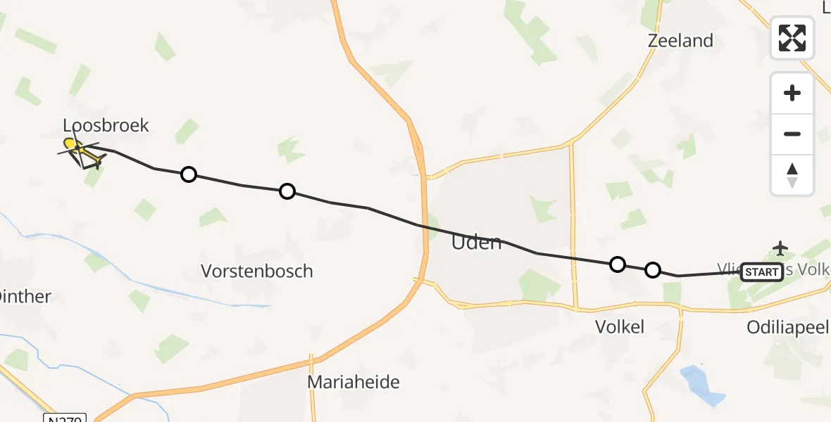 Routekaart van de vlucht: Lifeliner 3 naar Loosbroek