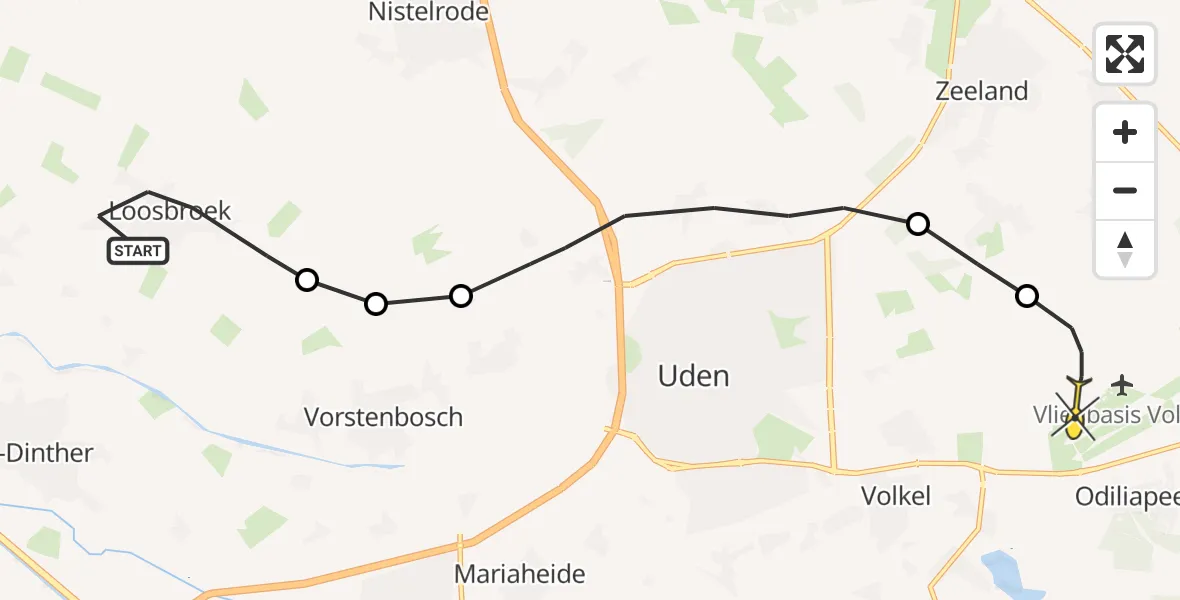 Routekaart van de vlucht: Lifeliner 3 naar Vliegbasis Volkel