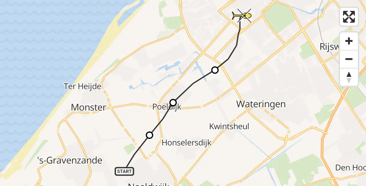 Routekaart van de vlucht: Lifeliner 2 naar Den Haag
