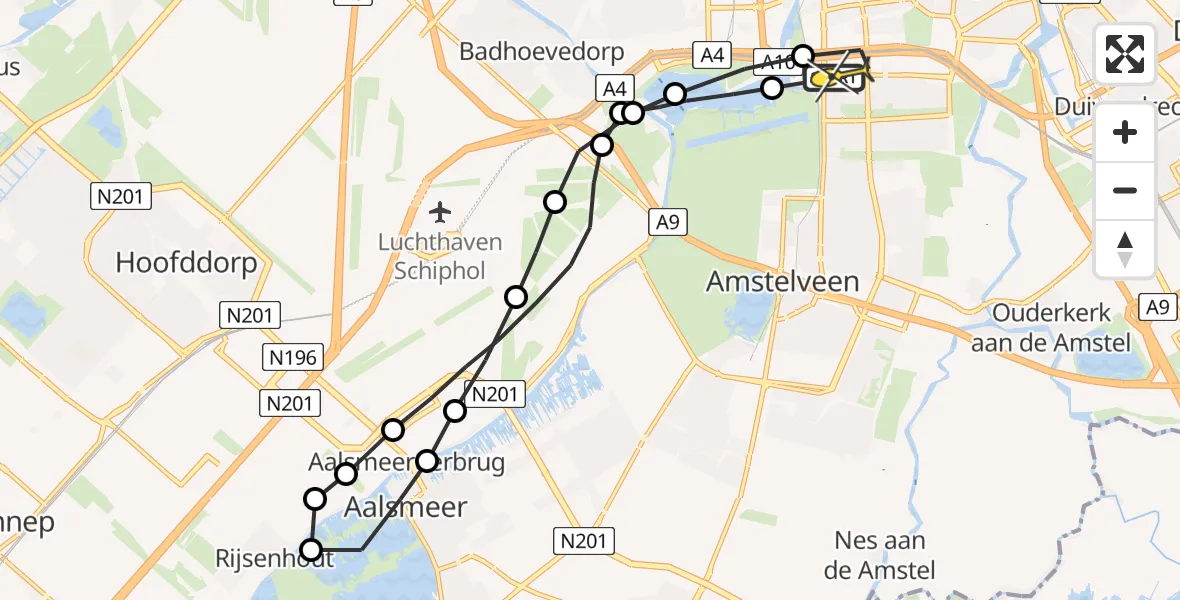 Routekaart van de vlucht: Lifeliner 1 naar VU Medisch Centrum Amsterdam