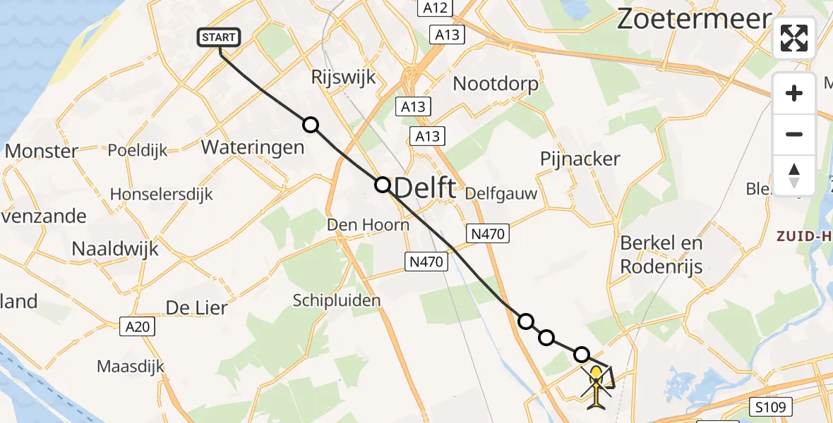 Routekaart van de vlucht: Lifeliner 2 naar Rotterdam The Hague Airport