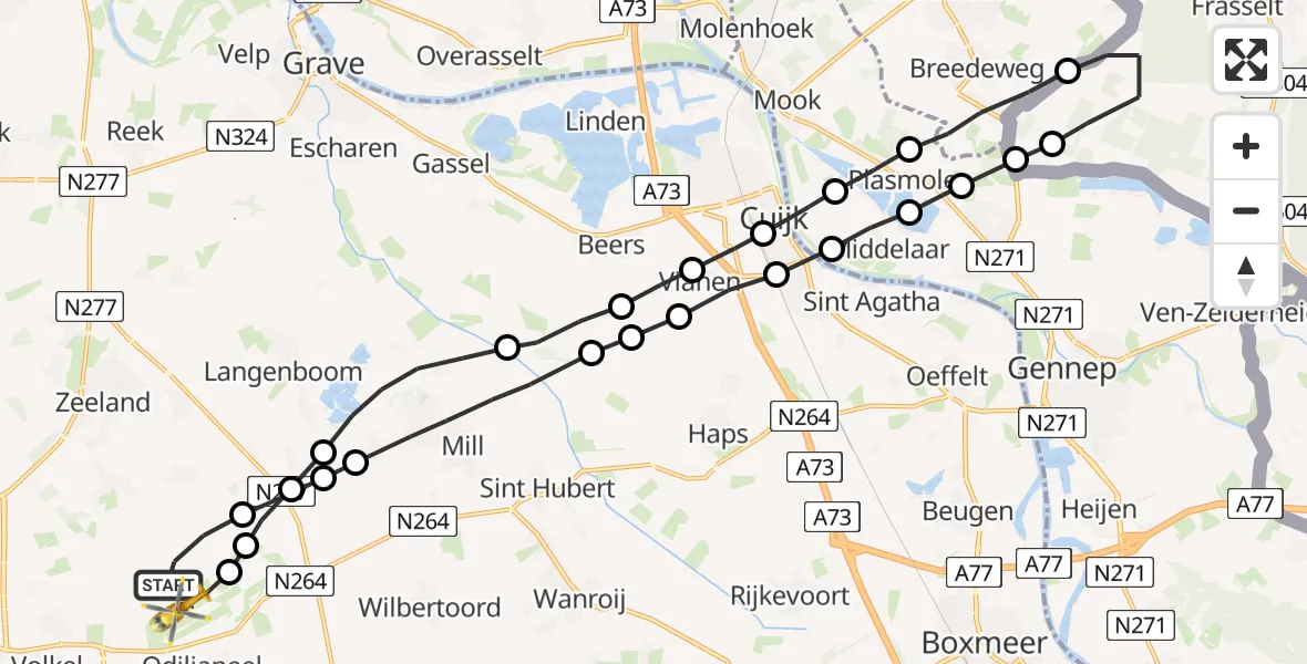 Vluchtroute Traumahelikopter Vliegbasis Volkel - Vliegbasis Volkel, 08 oktober 2022, 11:35