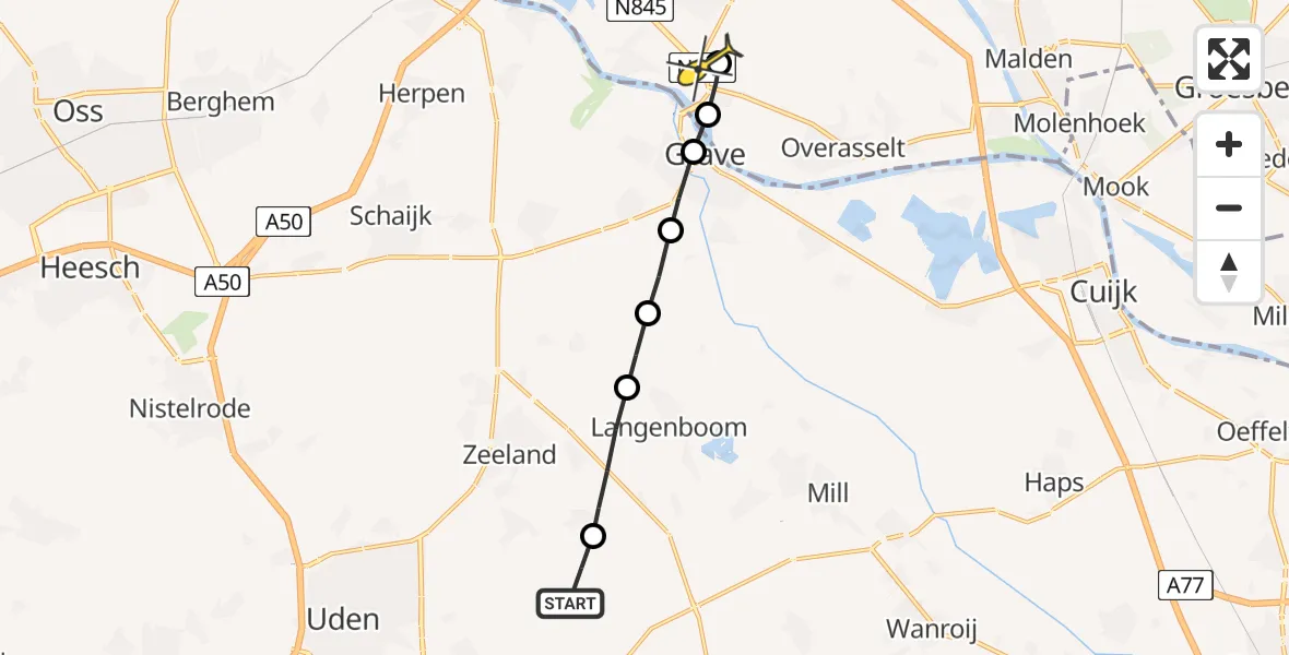 Routekaart van de vlucht: Lifeliner 3 naar Wijchen