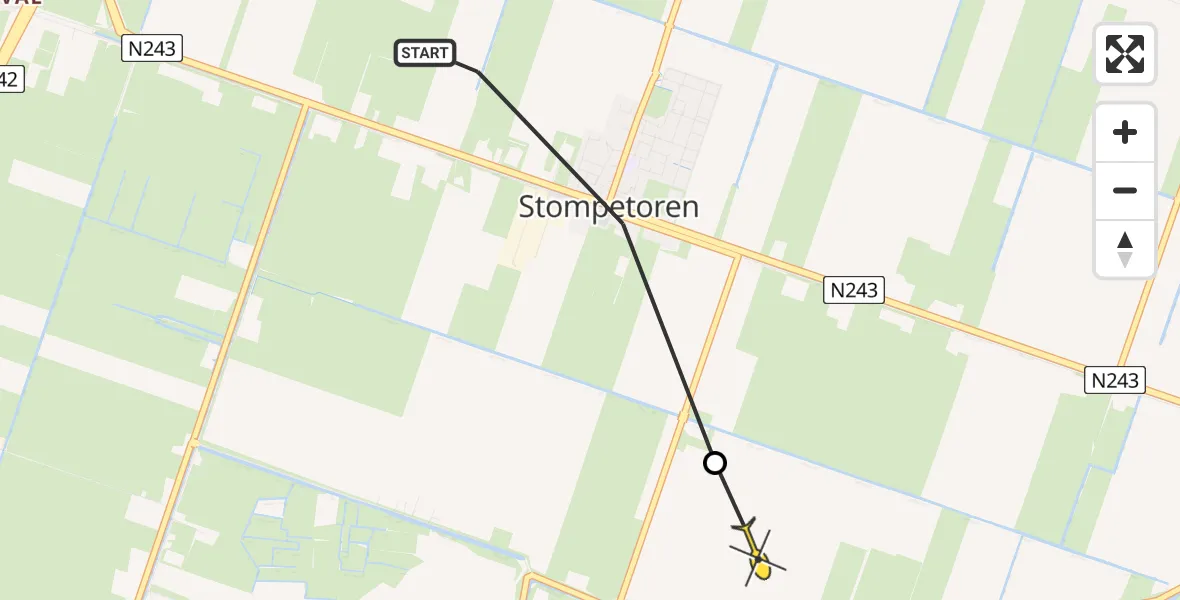 Routekaart van de vlucht: Politieheli naar Grootschermer