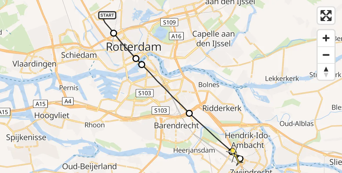 Routekaart van de vlucht: Lifeliner 2 naar Zwijndrecht