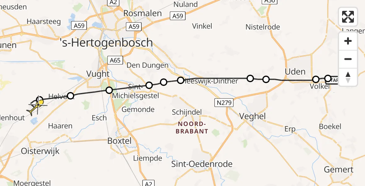 Routekaart van de vlucht: Lifeliner 3 naar Biezenmortel