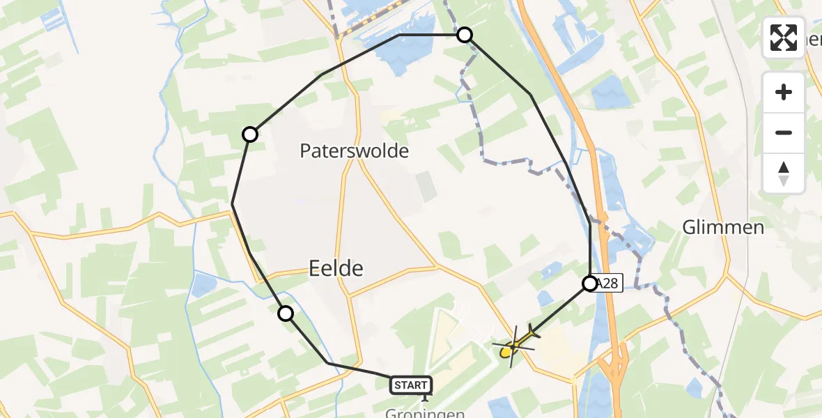 Routekaart van de vlucht: Lifeliner 4 naar Groningen Airport Eelde