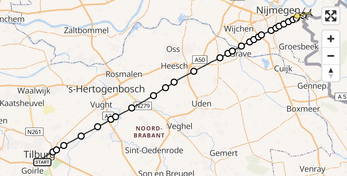 Routekaart van de vlucht: Lifeliner 3 naar Erlecom