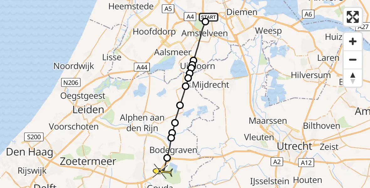 Routekaart van de vlucht: Lifeliner 1 naar Reeuwijk