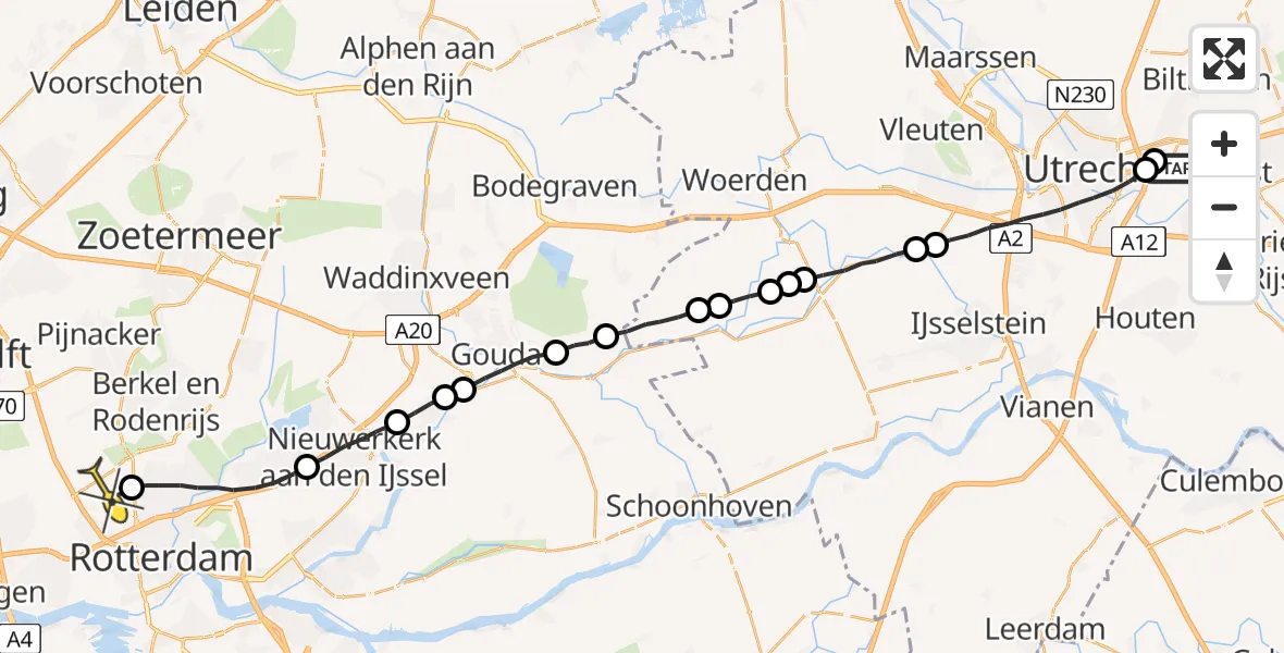 Routekaart van de vlucht: Lifeliner 2 naar Rotterdam The Hague Airport