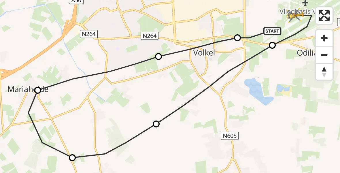 Vluchtroute Traumahelikopter Vliegbasis Volkel - Vliegbasis Volkel, 09 oktober 2022, 04:44
