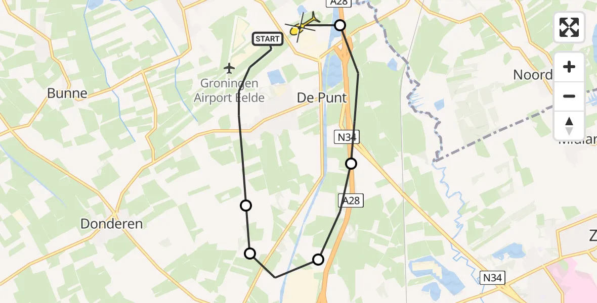 Routekaart van de vlucht: Lifeliner 4 naar Eelde