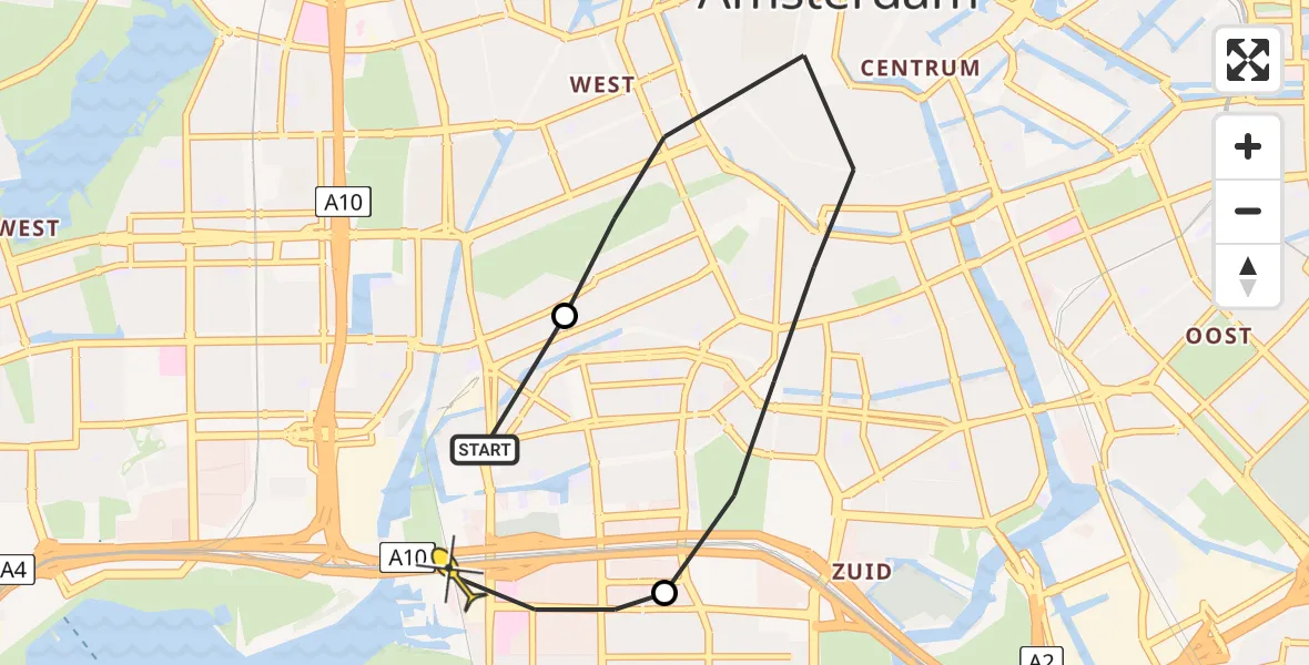 Routekaart van de vlucht: Lifeliner 1 naar VU Medisch Centrum Amsterdam