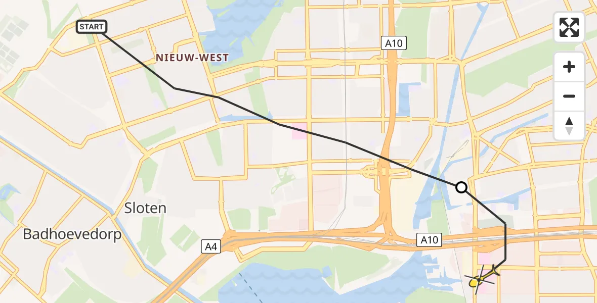 Routekaart van de vlucht: Lifeliner 1 naar VU Medisch Centrum Amsterdam