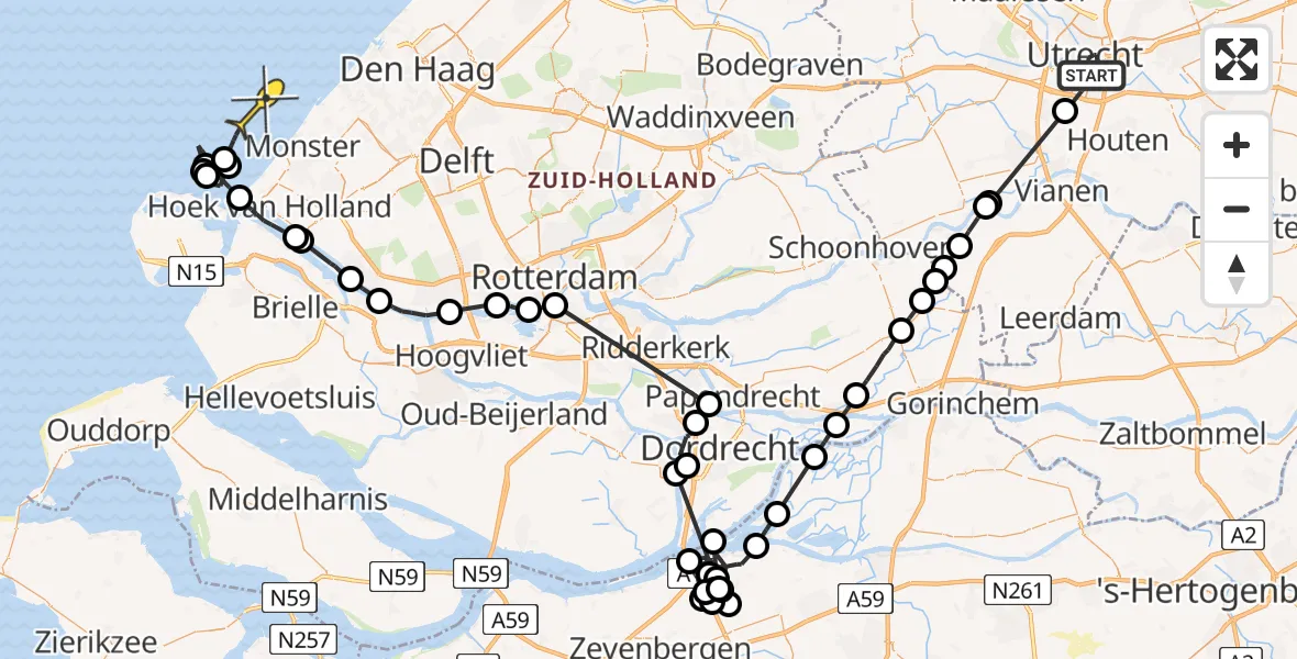 Routekaart van de vlucht: Politieheli naar 