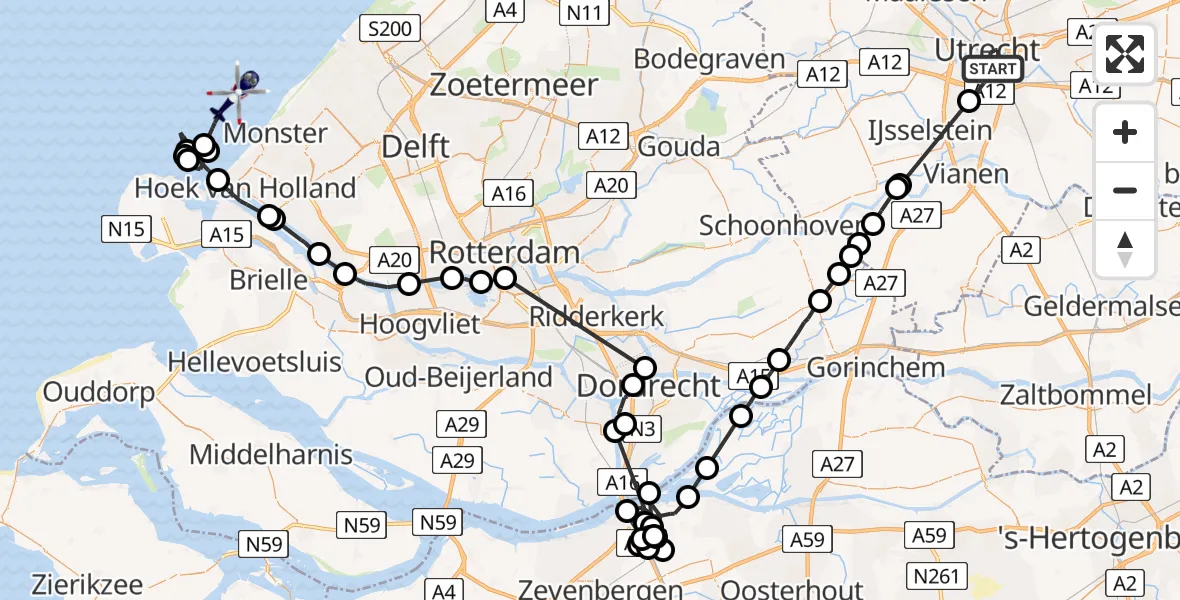 Vluchtroute Politiehelikopter Utrecht - , 09 oktober 2022, 09:48