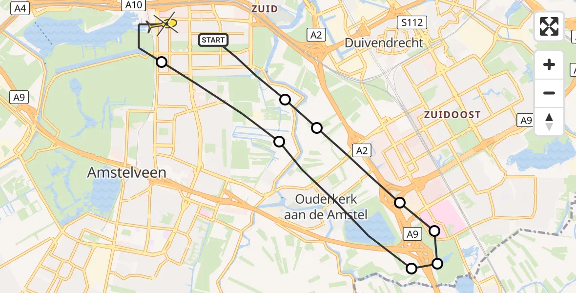 Routekaart van de vlucht: Lifeliner 1 naar VU Medisch Centrum Amsterdam