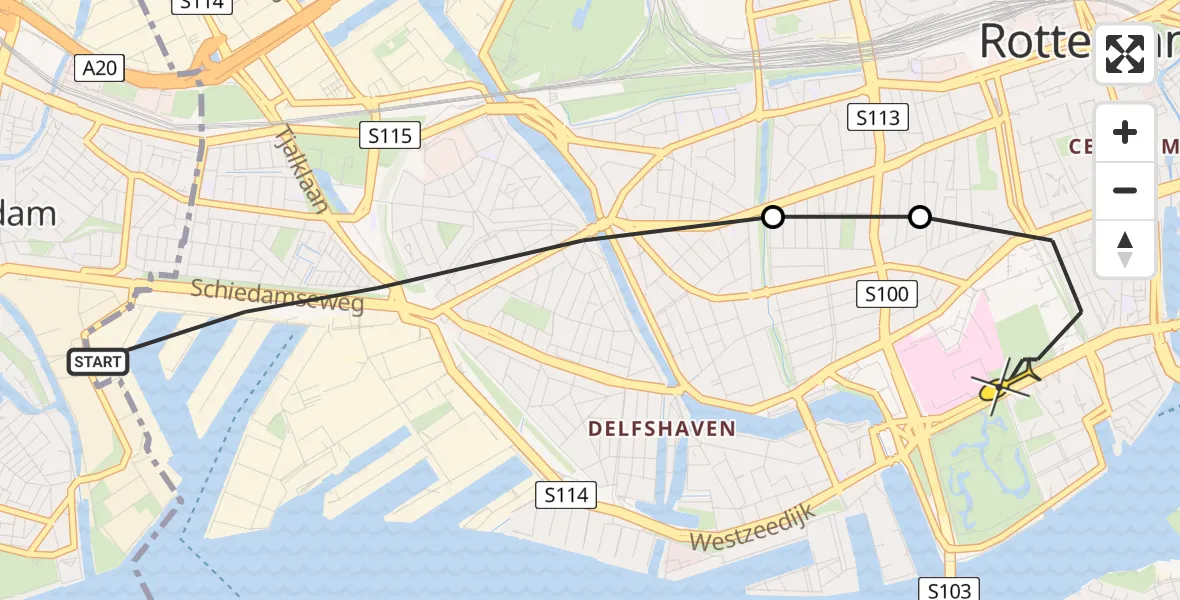 Routekaart van de vlucht: Lifeliner 2 naar Erasmus MC