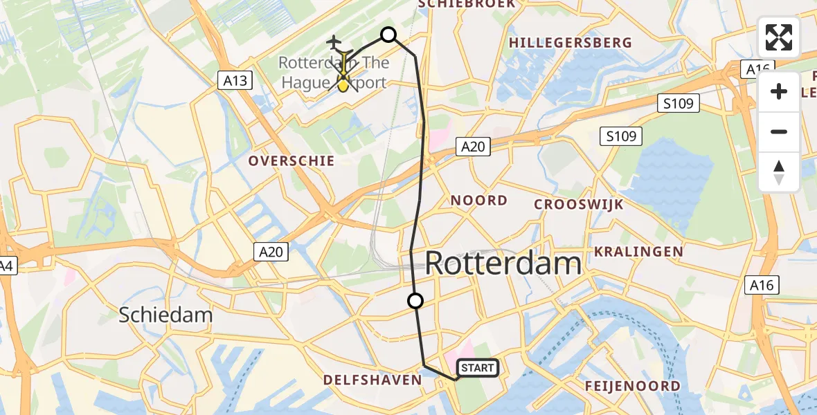 Routekaart van de vlucht: Lifeliner 2 naar Rotterdam The Hague Airport